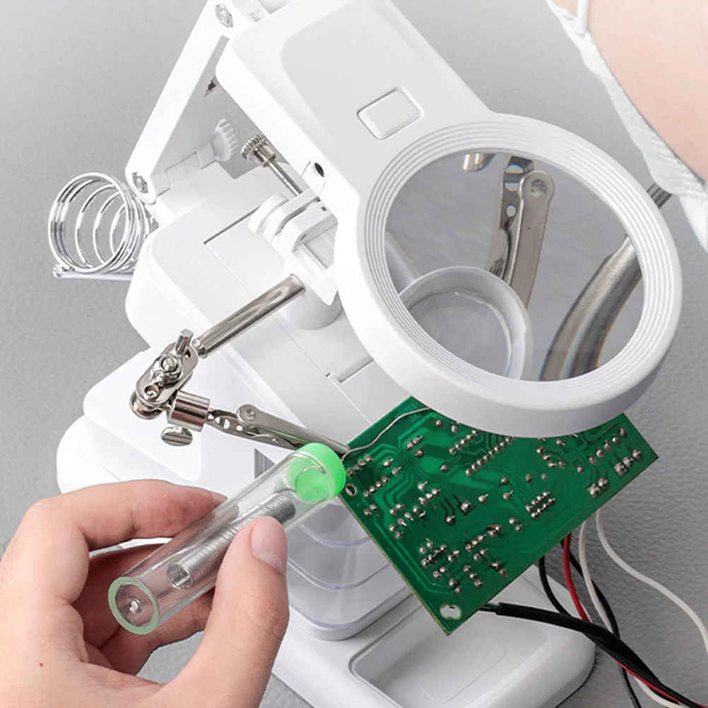 

LED Light Magnifier Station Adjustable Helping Hands Tabletop Soldering Magnifying Glass LED Magnifier Station