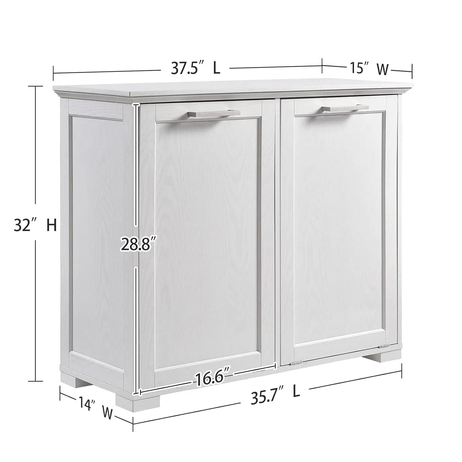 Tilt Out Trash Cabinet, Wooden Kitchen Trash Can Cabinet with Deodorising Function, 2 * 10 Gallons Hidden Laundry Sorter