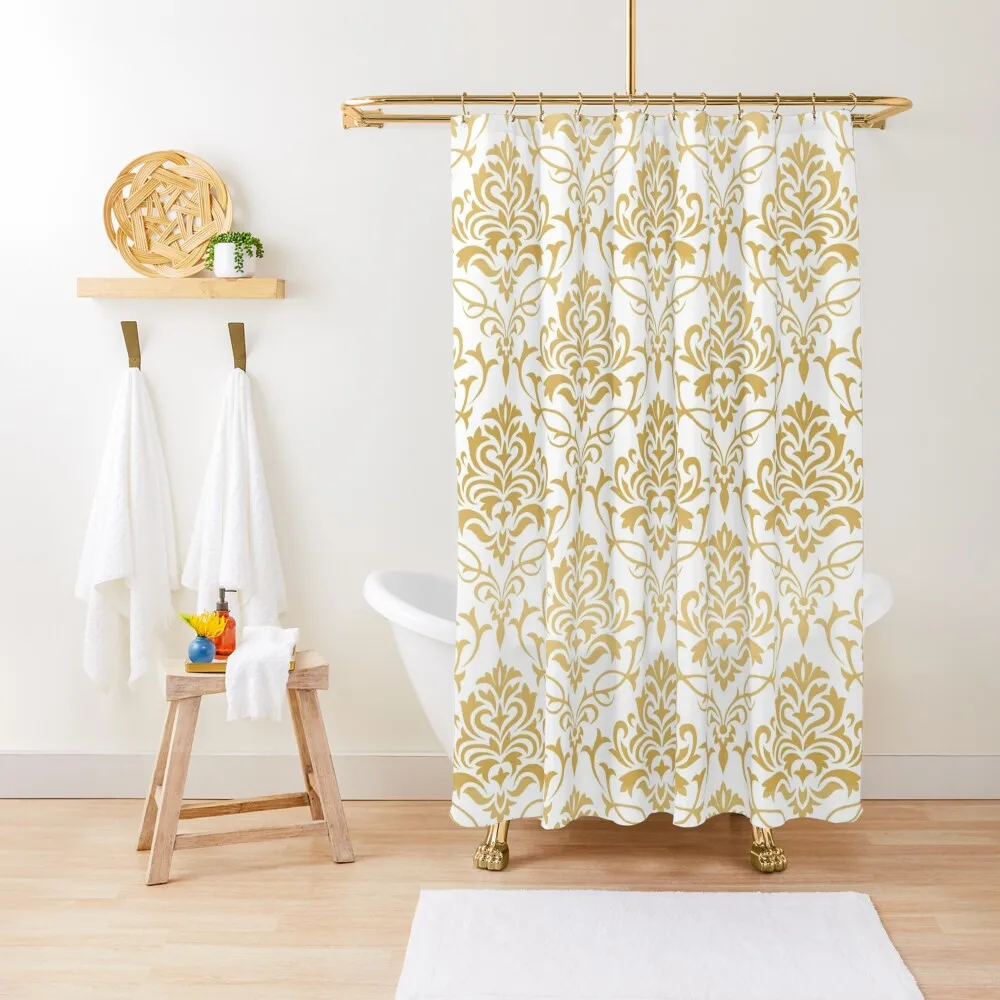 

Gold and white vintage damasks Shower Curtain Anime Shower Bathroom For Shower Sets For Bathroom Curtain