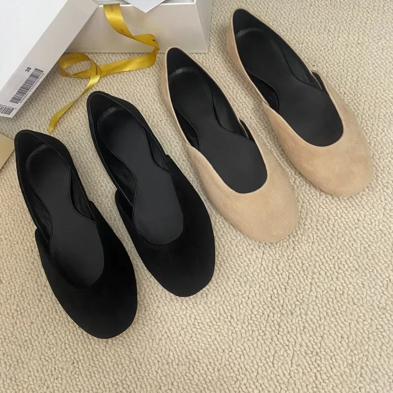 High Quality Calf Suede Shallow Mouth Flat Mules Shoes for Women