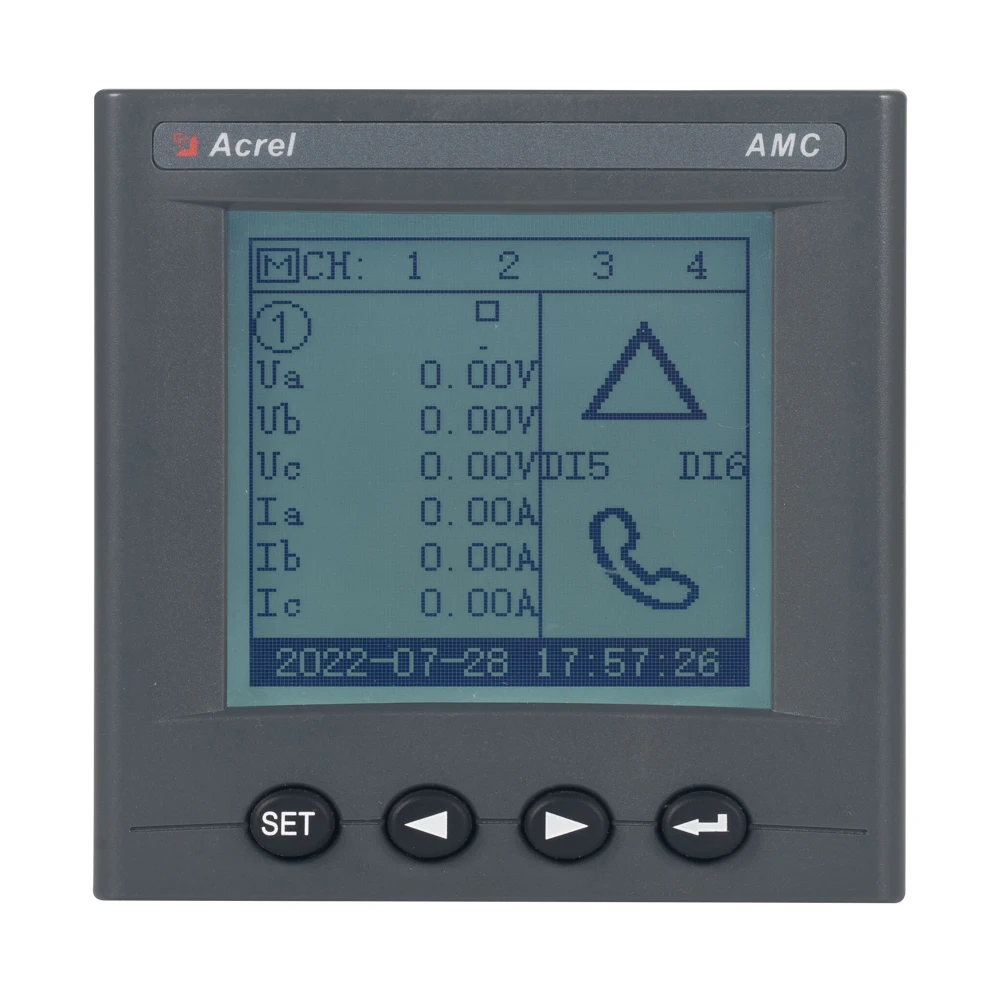 Acrel AC multi-channel LCD power meter AMC300L-4E3 measuring 4 channel three-phase or 12 channel single-phase circuit with RS485