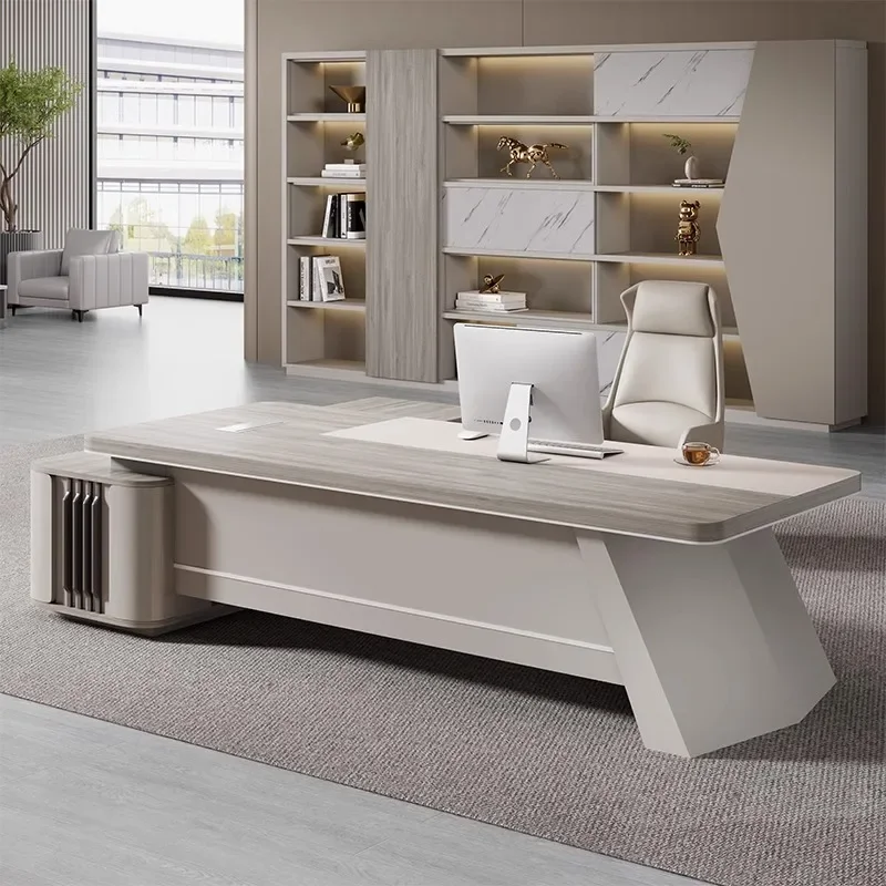 Design Boss Desk Light Luxury Simple Modern Monitor Stand Reception High Quality Office Desk Unusual Unique Bureau Furniture