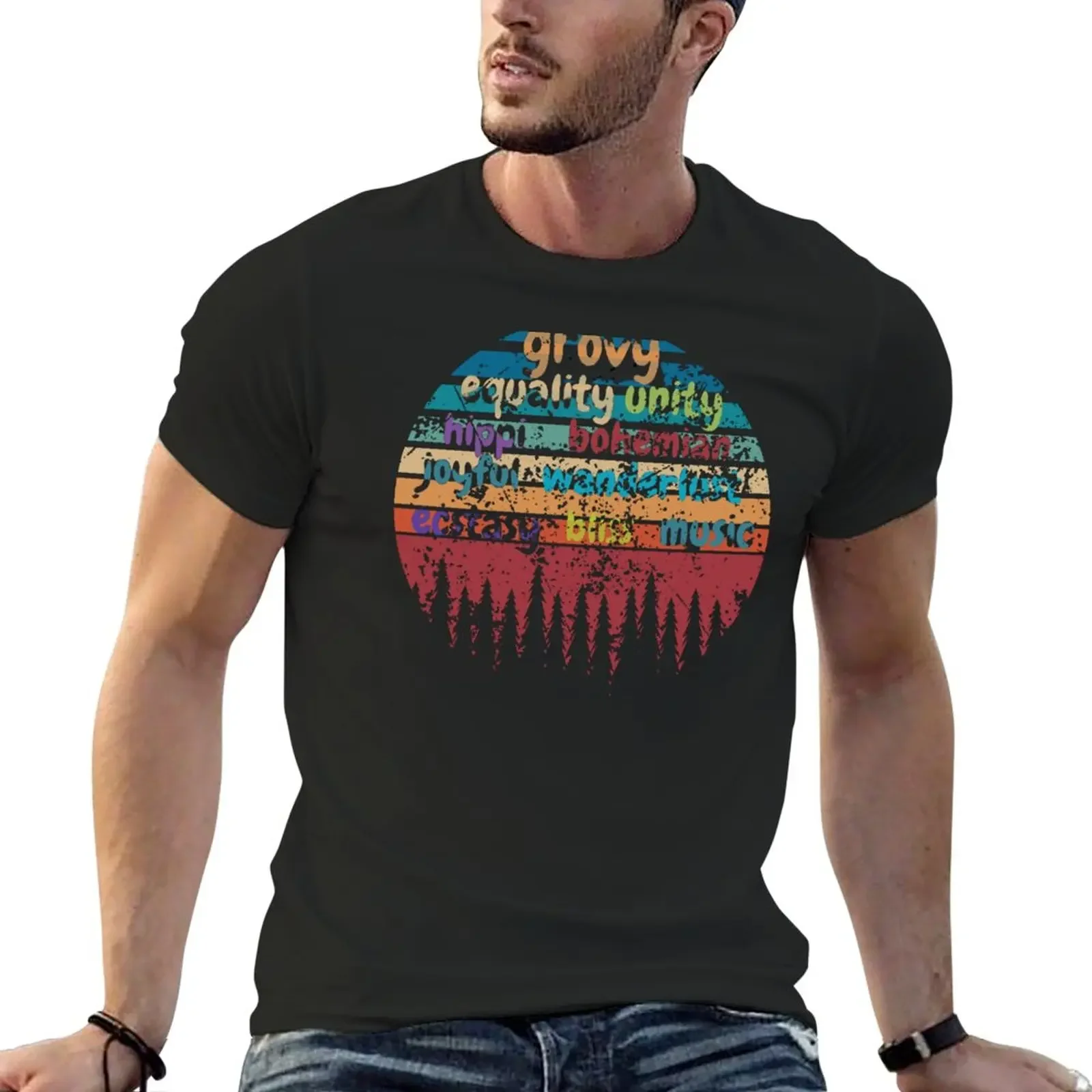 New Iconic Phrases from the Hippie Movement and Retro Culture T-Shirt Short sleeve tee t shirt men