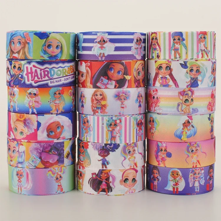 

Cute Fashion Girls Mixed 25mm 1'' Random Cartoon Printed Grosgrain Ribbon,1 Yard of Each Design