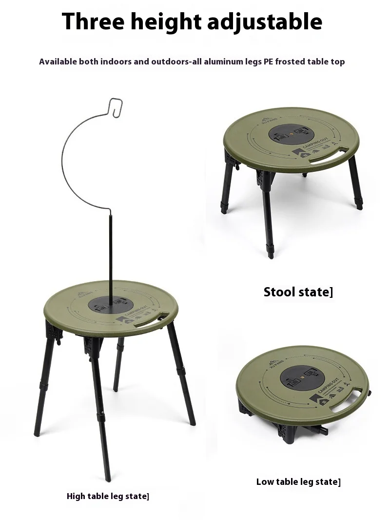 Camping Folding Table Lohascamping Tactical Round Table and Chair Combination Portable Multi functional Tea Table
