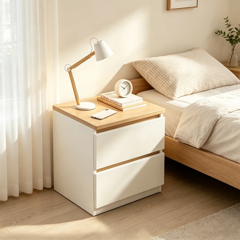 Modern Minimalist Compact Nightstand with Storage, Aesthetic Easy-Assembly Bedside Table for Rental Bedrooms