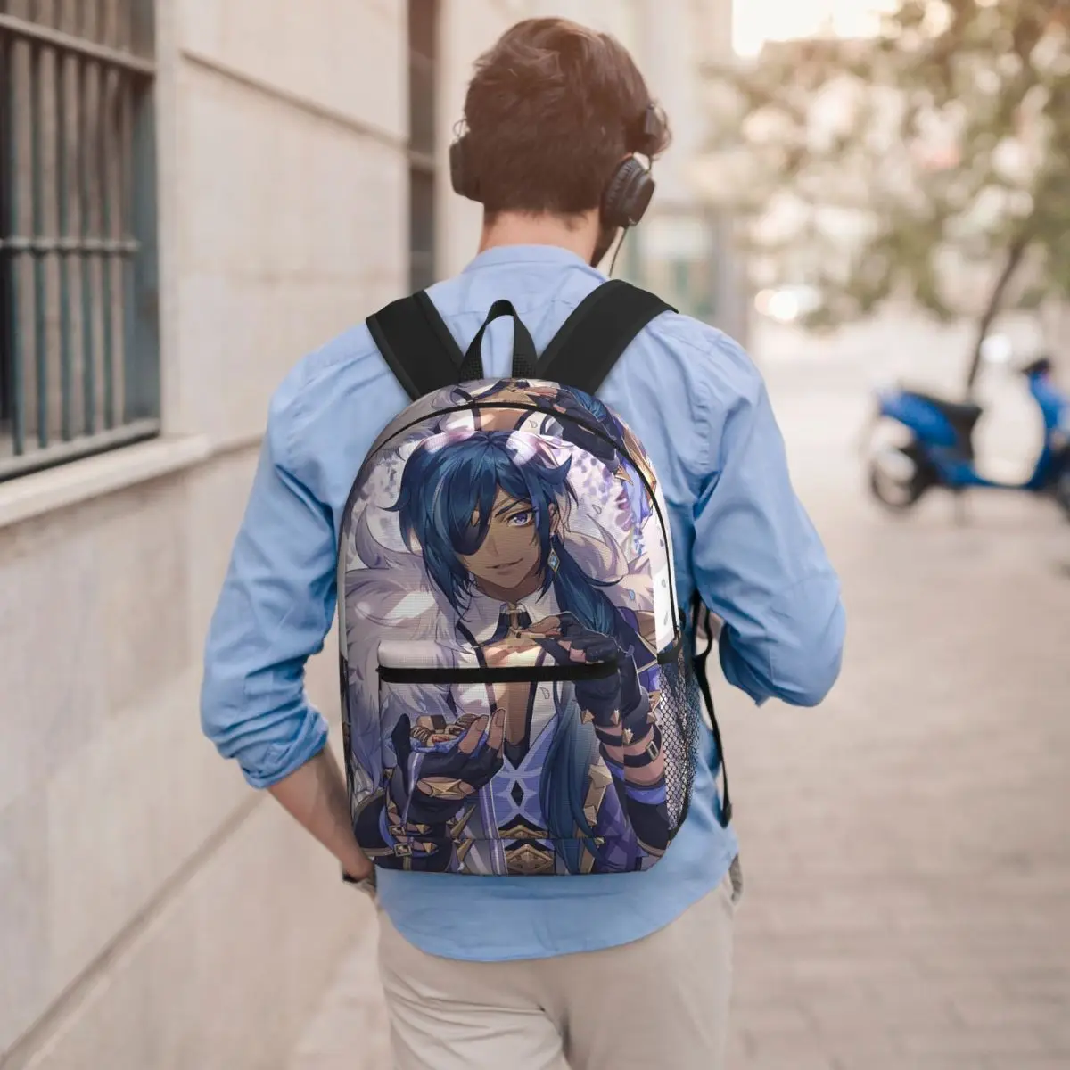 Kaeya Game Genshin Impact Anime Student Backpack School Bag Hiking Travel Daypack for Boys Girls Bookbag Shoulder Bags