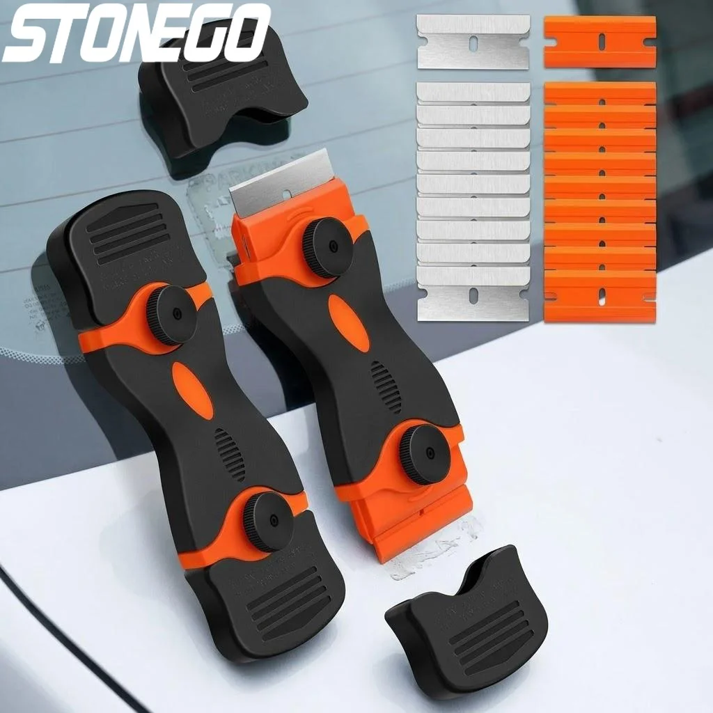 Double Edge Blade Scraper Tool for Label Sticker Decal Removal Auto Window Tinting with Extra Blades