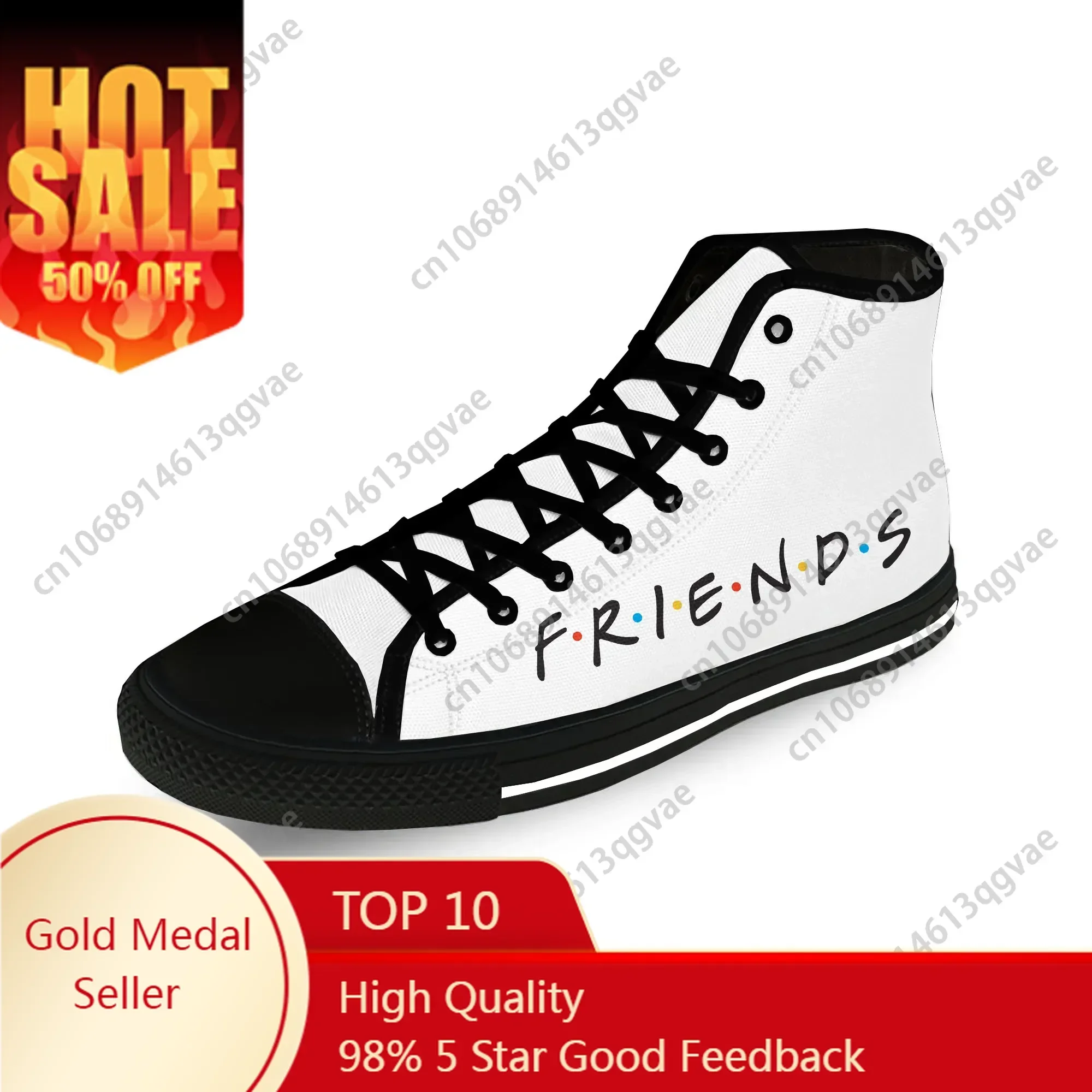 

Friends TV Show High Top Sneakers Mens Womens Teenager Canvas Lightweight Sneaker Anime Cartoon Casual Couple Custom Made Shoes