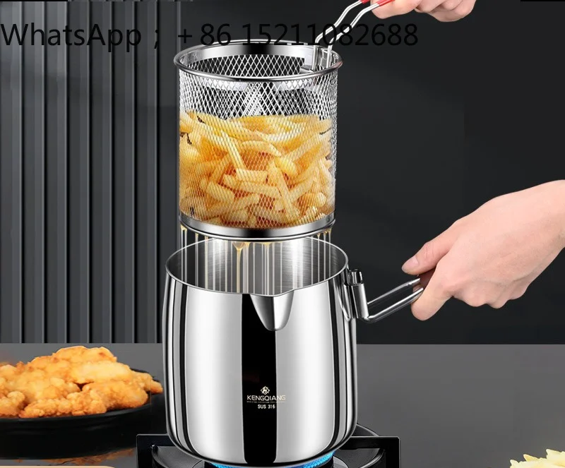 LLY 316 Stainless Steel Fryer Household Multifunctional Deepening Fryer with Filter Commercial Gas Fryer