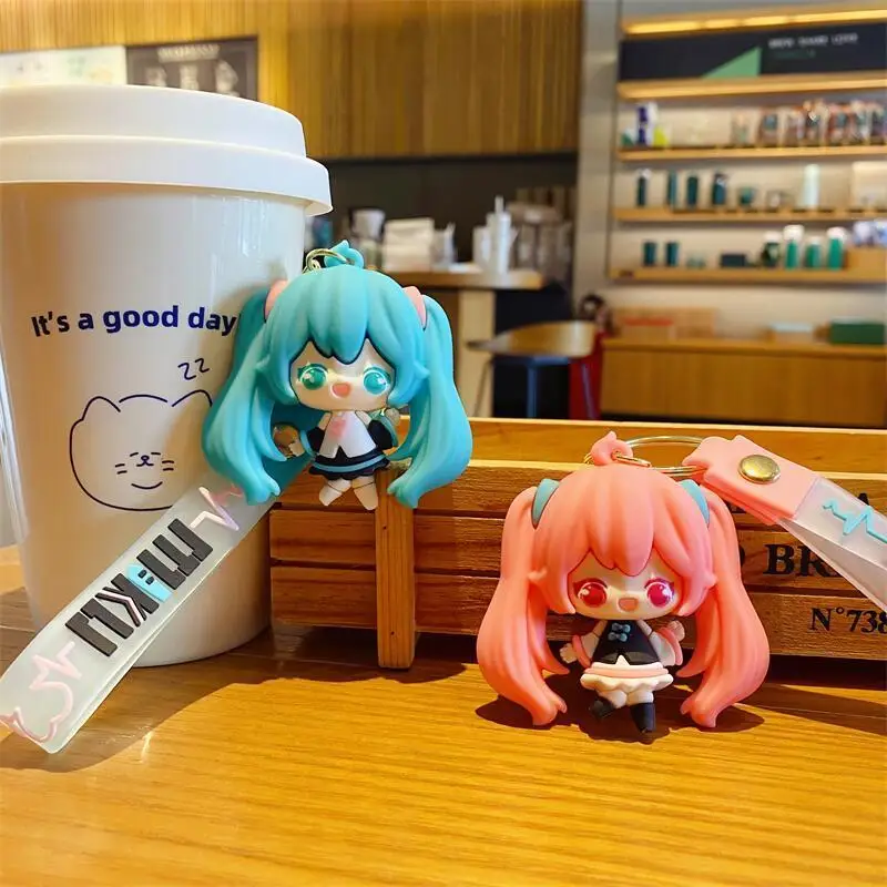 

New Style Cartoon Hatsune Miku Keychain Pendant Q Version Cute Beautiful Girl Car Keychain Cute Bag Keychain Couple Pendant