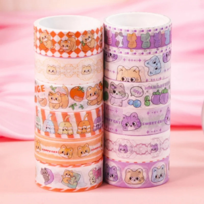 12box/lot Kawaii Cat Tape Creative Scrapbooking Diary Adhesive Masking Tape Stationery Gift