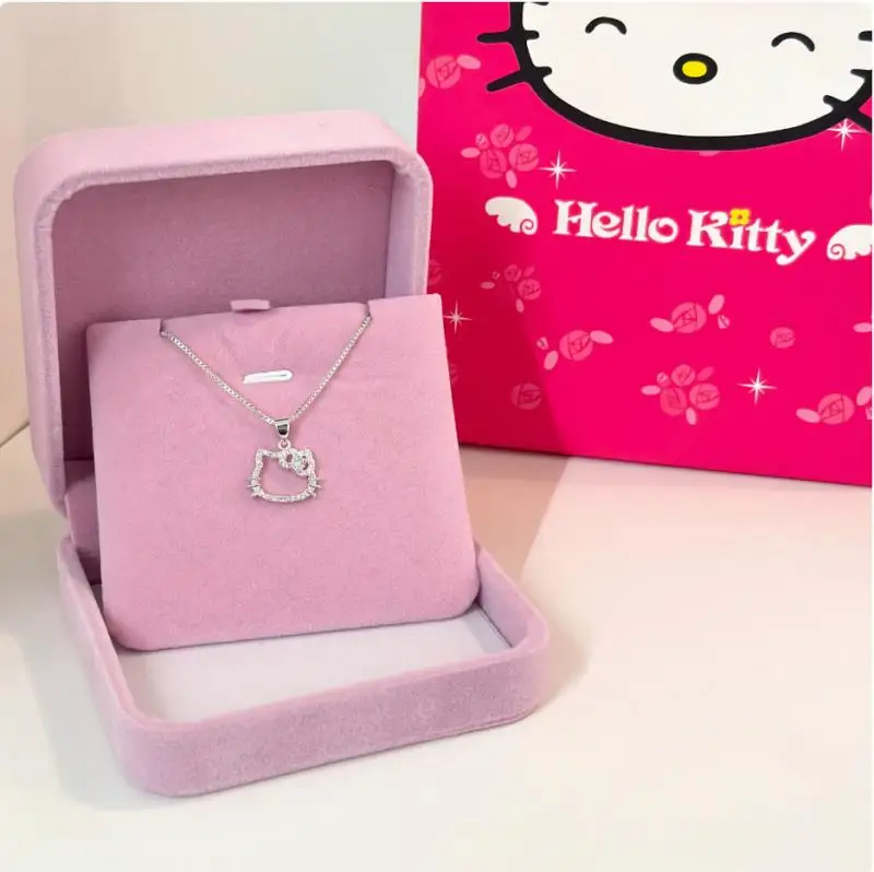 Birthday Gift Hello Kittle Necklace Girl Sweet Cute Pendant Clavicle Chain Gift for Girlfriends Pink Is A Cute Girly Heart