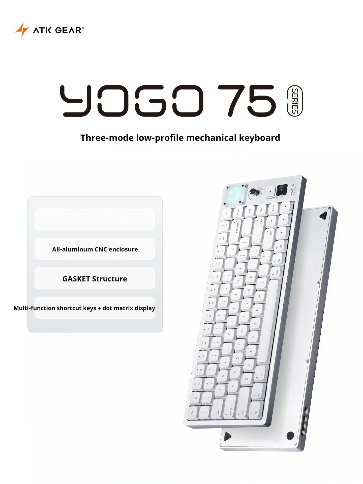Atk YOGO 75 Series Low-Profile Mechanical Keyboard 3Mode Wireless Office Keyboard For Windows/MacOS/Linux/Android