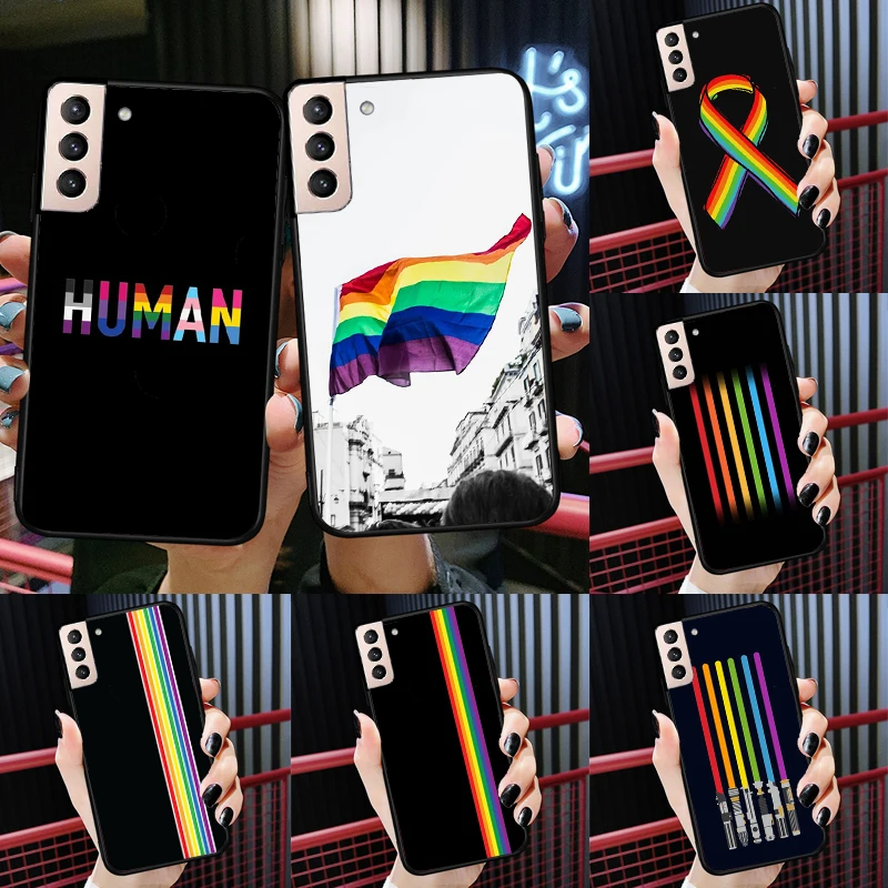 Heart Rainbow Gay Pride LGBT Phone Case For Samsung Galaxy S25 Ultra S20 S21 S22 S23 S24 FE S9 S10 Plus S24 Ultra Cover