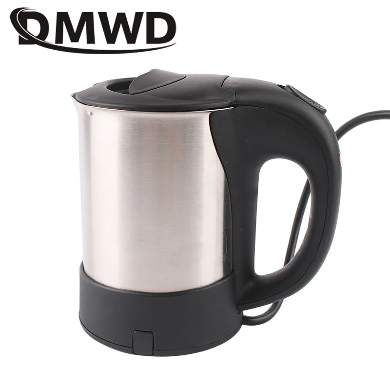 DMWD 110V-220V Dual Voltage Travel Electric Heating Kettle MINI Teapot Cup Water Heater Portable Stainless Steel Tea Pot Boiler