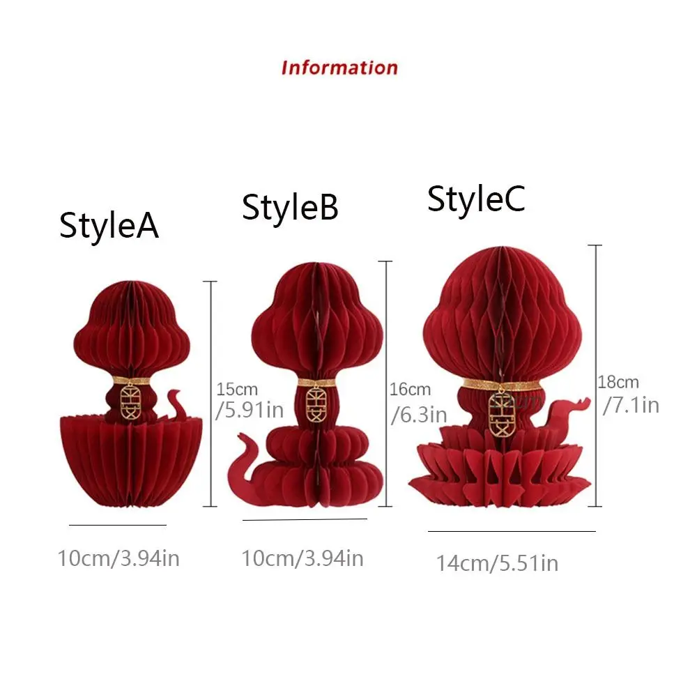 DIY Paper Snake Honeycomb Decoration Craft Snake Shape New Year Red Honeycomb Lantern 3D Spring Festival Pendant