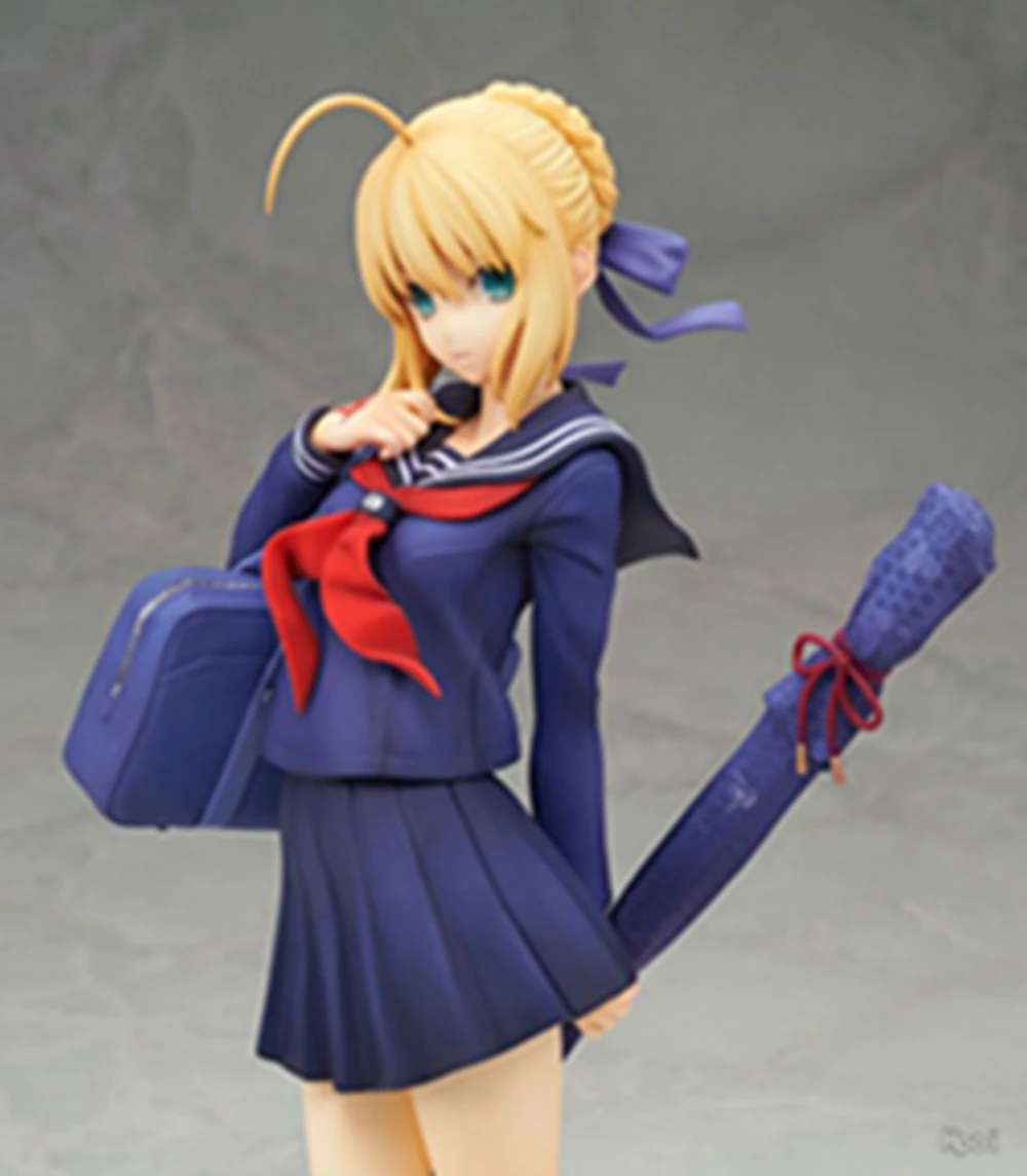 22CM Anime Fate/Stay Night Altria Pendragon Figure 1/7 School Uniform Dress Up Model Toy Gift Collection Action Figure PVC