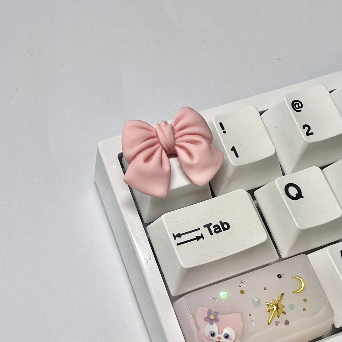 IDeal Cute Bowknot ABS Keycaps OEM R4 Cross Shaft Mechanical Gaming Keyboard Personality ESC Key Cap No Backlit Pink White Cap