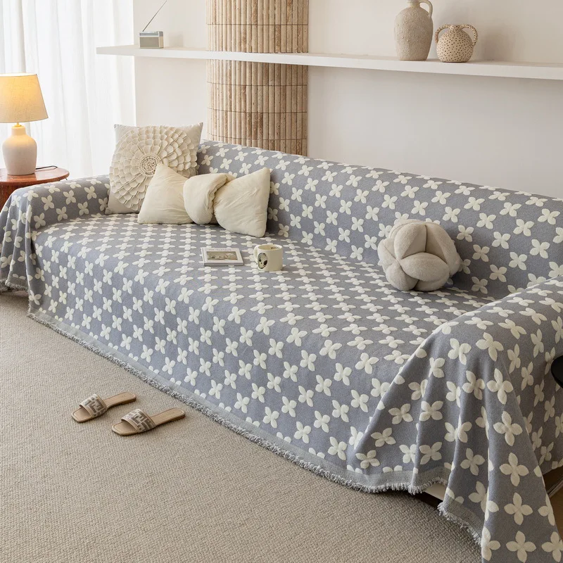 Modern Nordic Sofa Cover Fabric Chenille Couch Towel Comfort Slipcover Anti-Cat Scratch Sofa Blanket All Seasons Sofa Protector