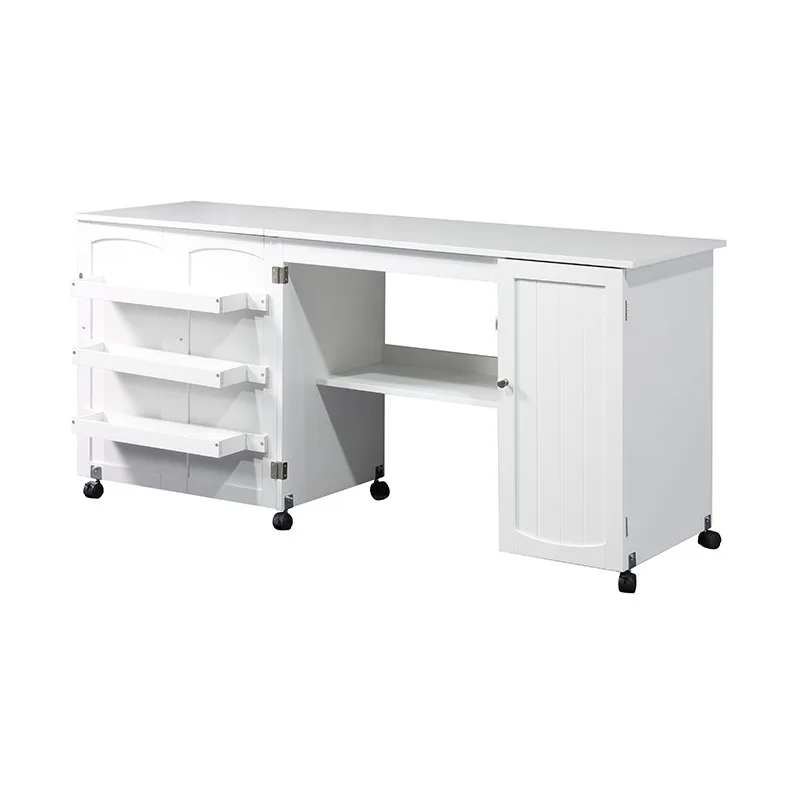 Modern 3-Shelf Foldable Wood Sewing Storage Cabinet Multifunctional & Adjustable Home Furniture For Villa & Hotel Living Room