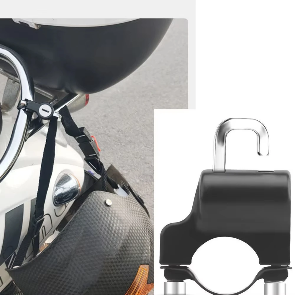 Anti-Theft Bike Helmet Lock Handlebar Mount for Motorbike & Bicycle Security Metal Lock with Keys Set 22mm-28mm