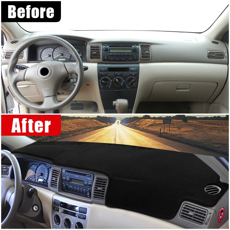 For Toyota Corolla E120 E130 2000 2001 2002 2003 2004 2005 2006 Car Dashboard Avoid Light Cover Anti-UV Mat Non-Slip Carpets