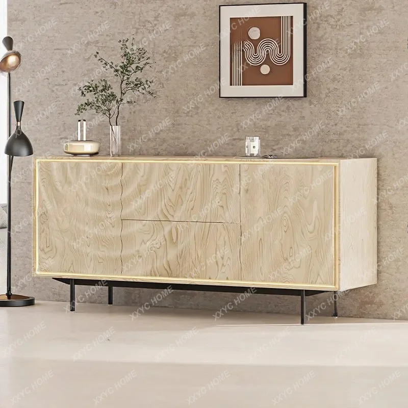 H Wave solid wood barber dining room sideboard, medieval entrance cabinet, ash wood with drawer, modern light luxury decoration