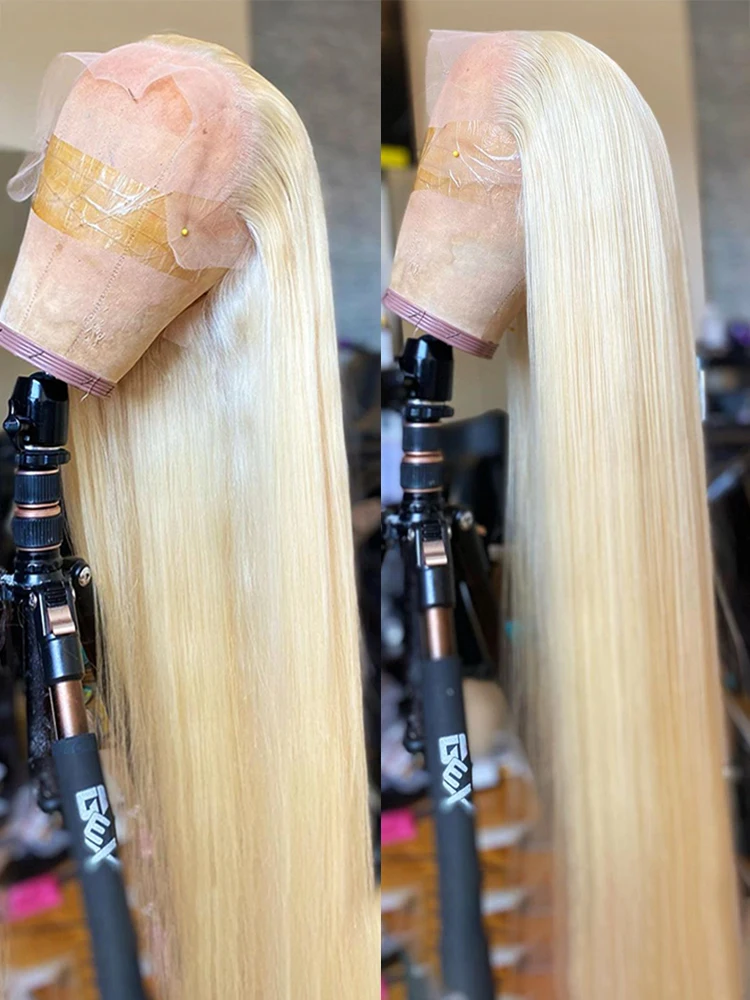 

220% Density 613 Straight Human Hair Wig Brazilian 13x4 13x6 Honey Blonde Colored HD Lace Frontal Wigs For Women 38 Inches