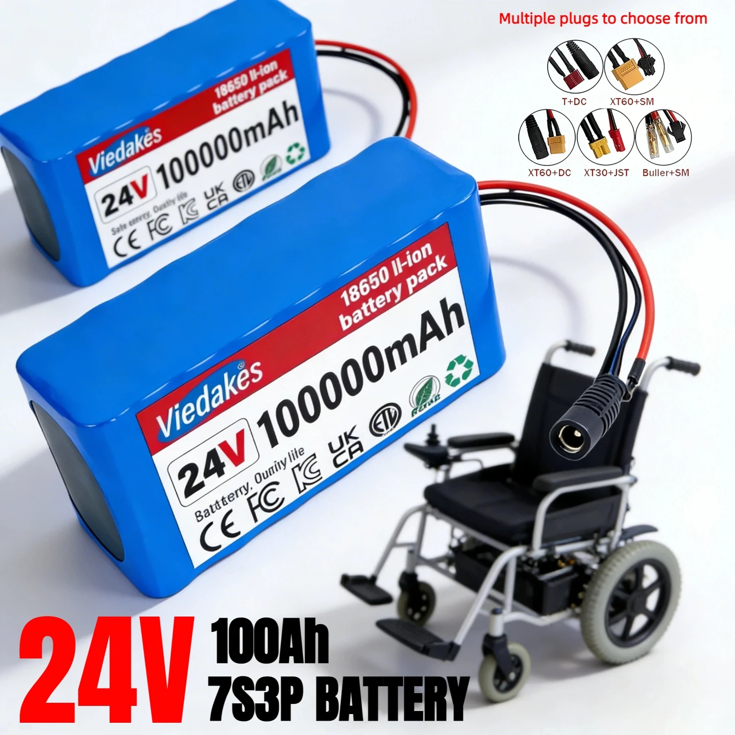 

7s3p 18650 24V 100Ah Rechargeable Battery, for Electric Wheelchair, Urban Skateboard and Kids Electric Toy Car, with charger⚡