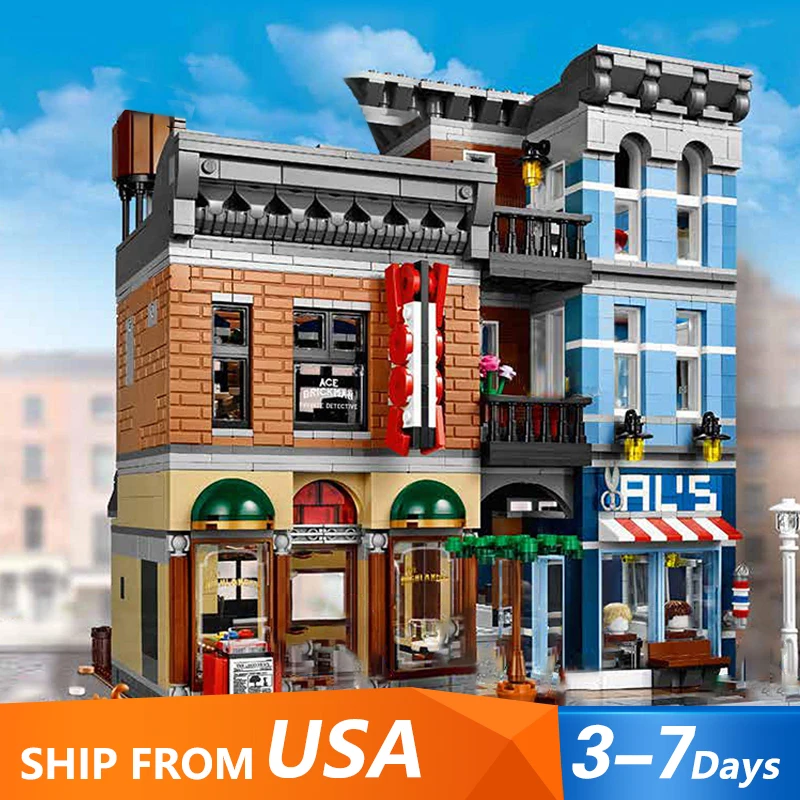 Detective's Office Buildings House Sets,City Apartment Store Model Modular Buildings Blocks Gift for Adults Kids 2262 PCS