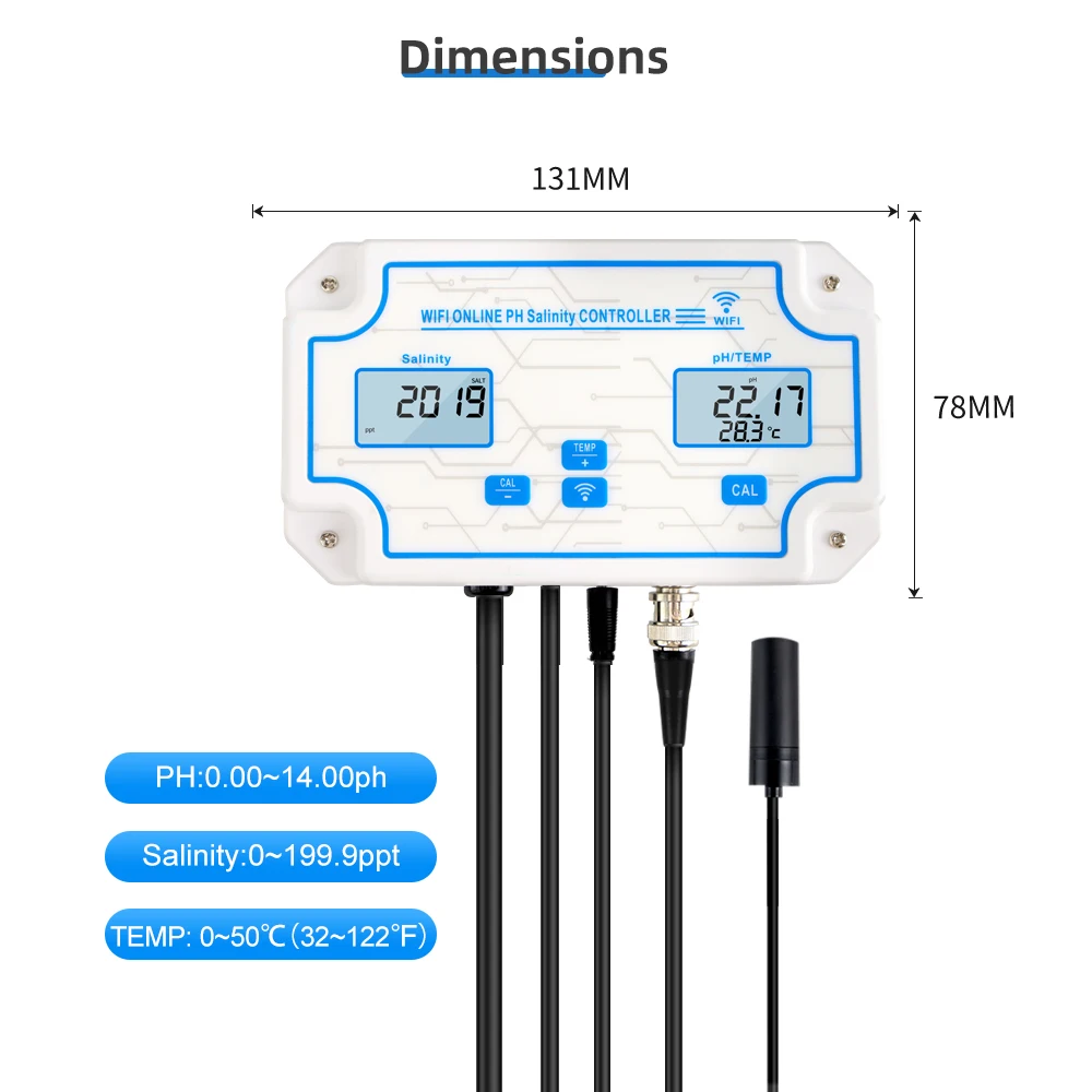 Imagem -03 - App Testador de Qualidade da Água Controle Online Monitor para Aquário Piscina Tuya Digital Wifi Tds Orp Temp ce Sal ph Medidor em 1