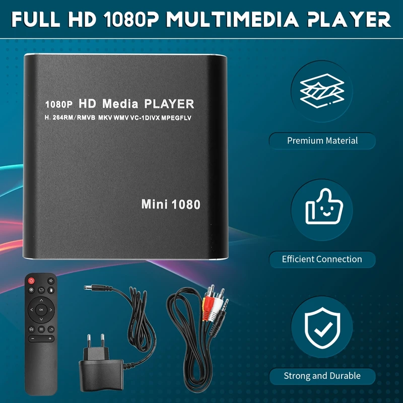 MKV 264 HDD Multimedia Player Full HD 1080P USB Media Player with SD Media TV Box Support RMVB WMV HDD Player EU PLUG-ABLL