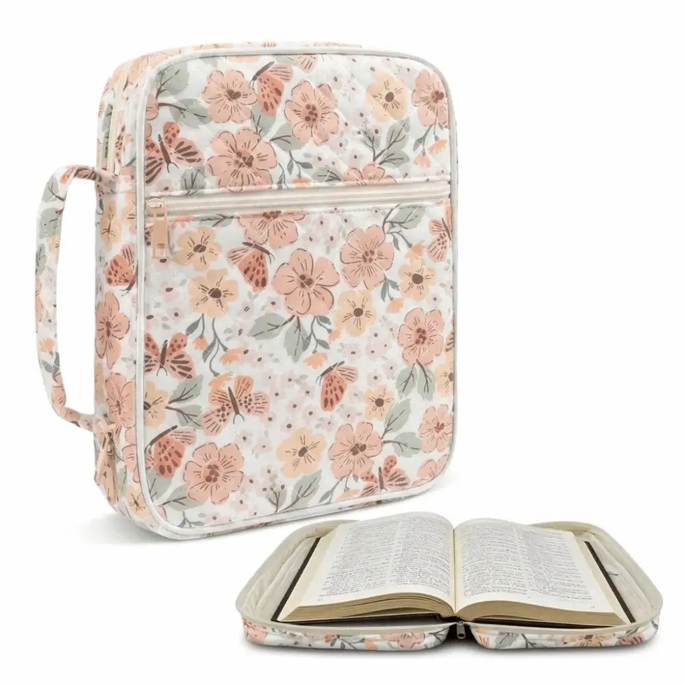 Dustproof Book Storage Bag Quilted Cotton Light Moisture Resistant Protective Pouch Interior Organizer Pockets Large Capacity