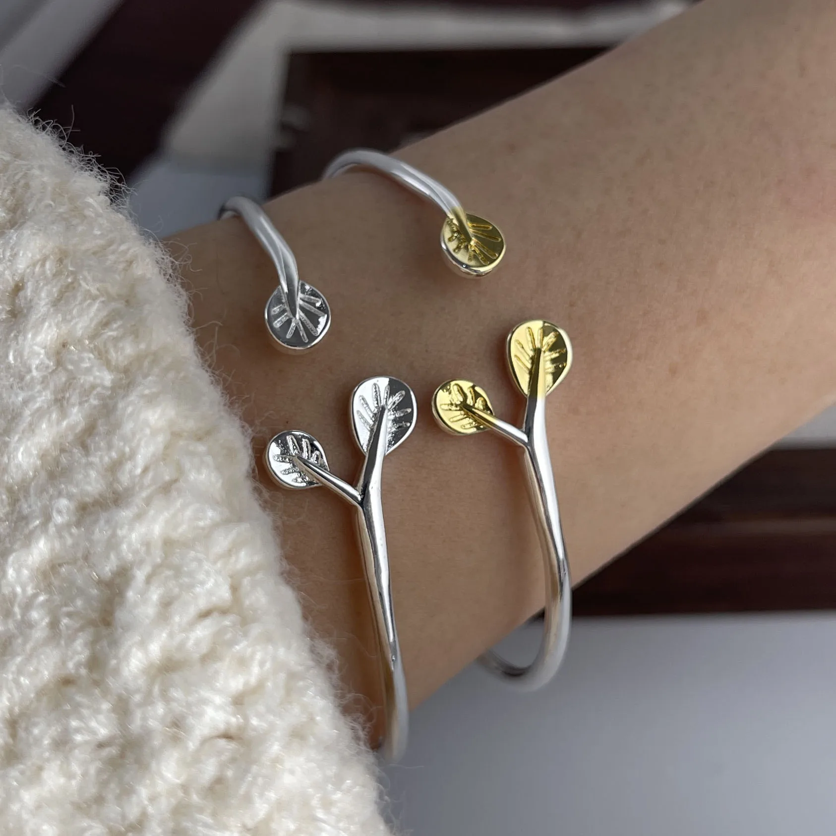 925 Sterling Silver Bracelets for Women MenAccessories Trend Vintage Gold Leaf Shape Pendant Party Jewelry Gift