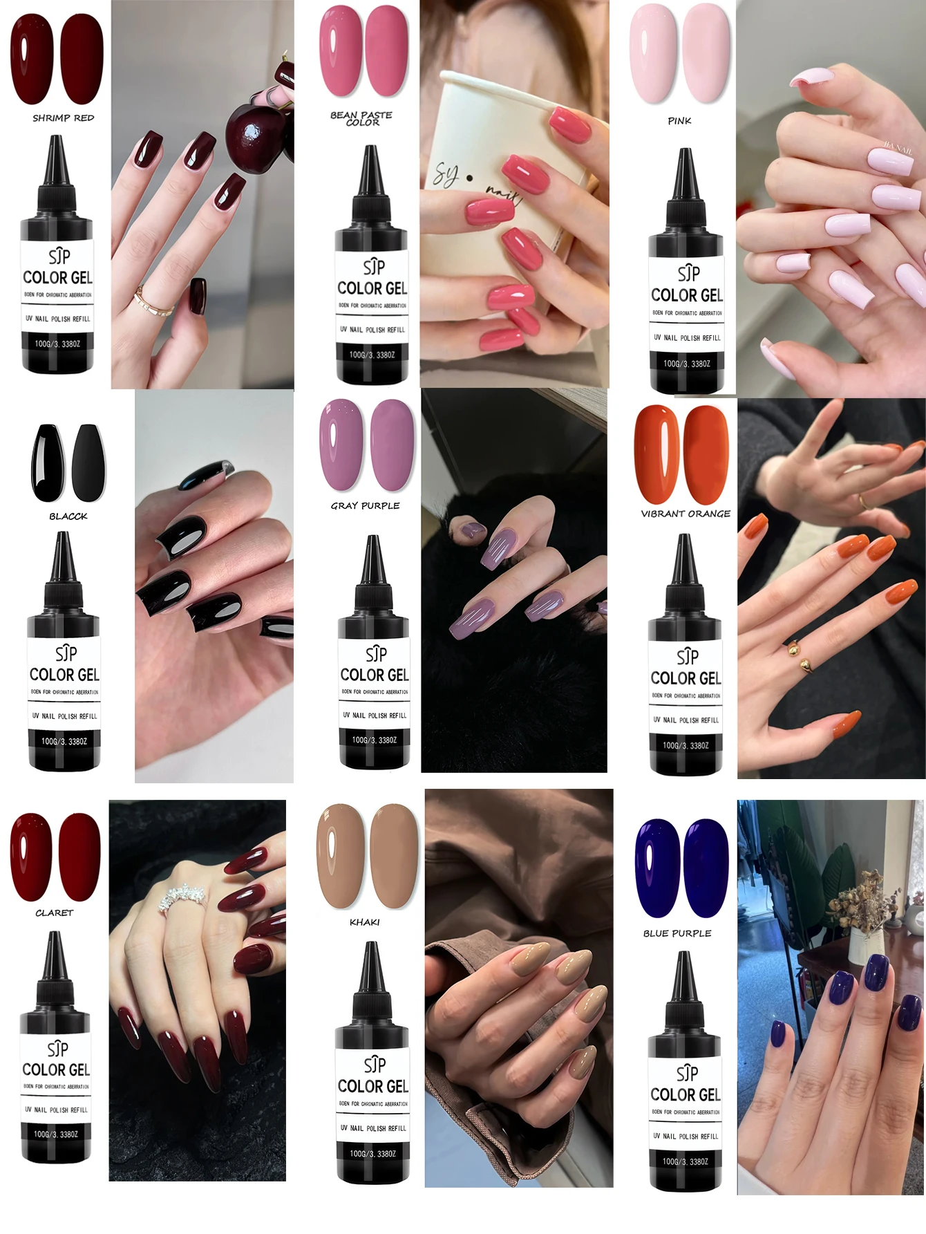 Smalto per unghie gel colorato da 100 ml (UV/LED), smalto semipermanente, confezione di ricarica per smalto artistico in gel bianco e rosso