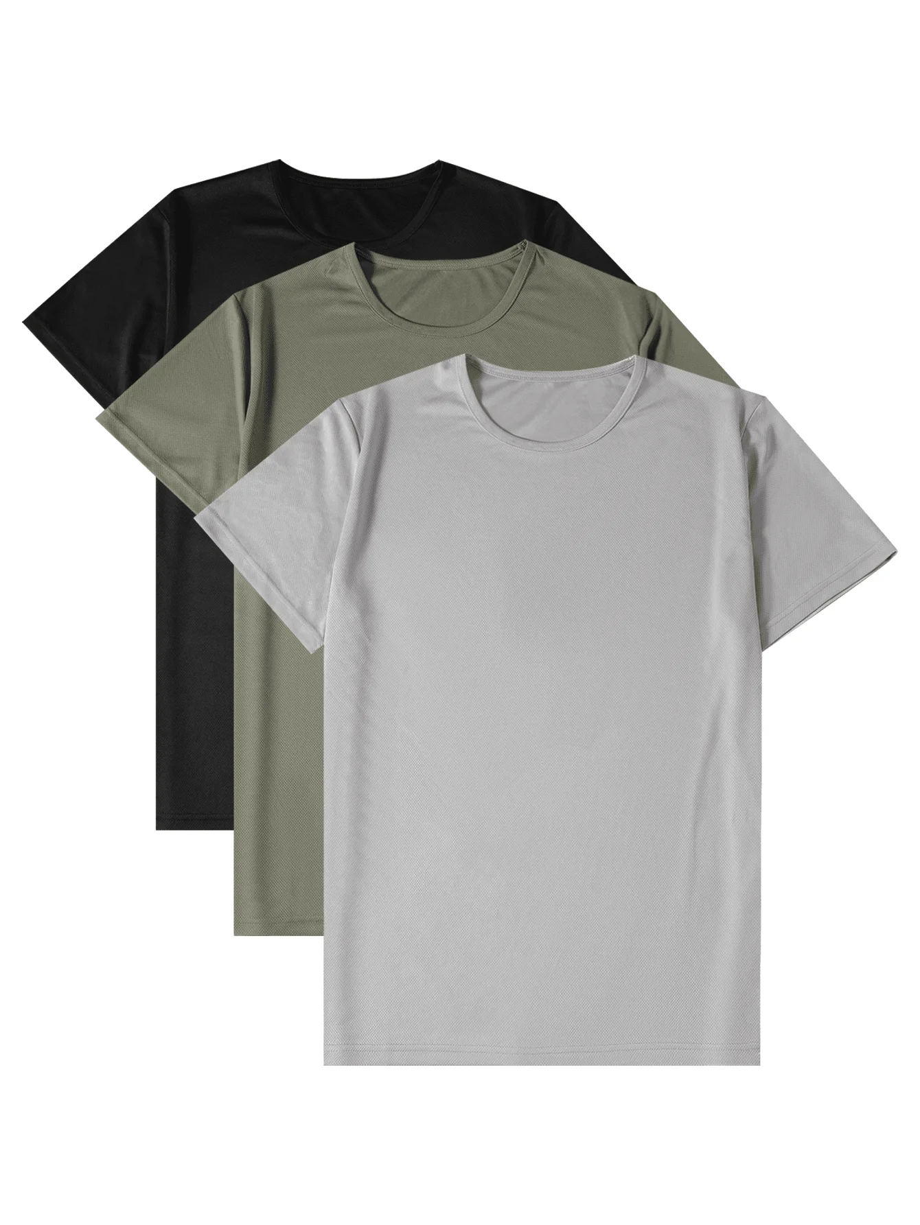 3pcs Men's Premium Solid Color Crew Neck T-Shirts - Ultra-Breathable, Quick-Drying, Moisture-Wicking Tee With Slight Stretch