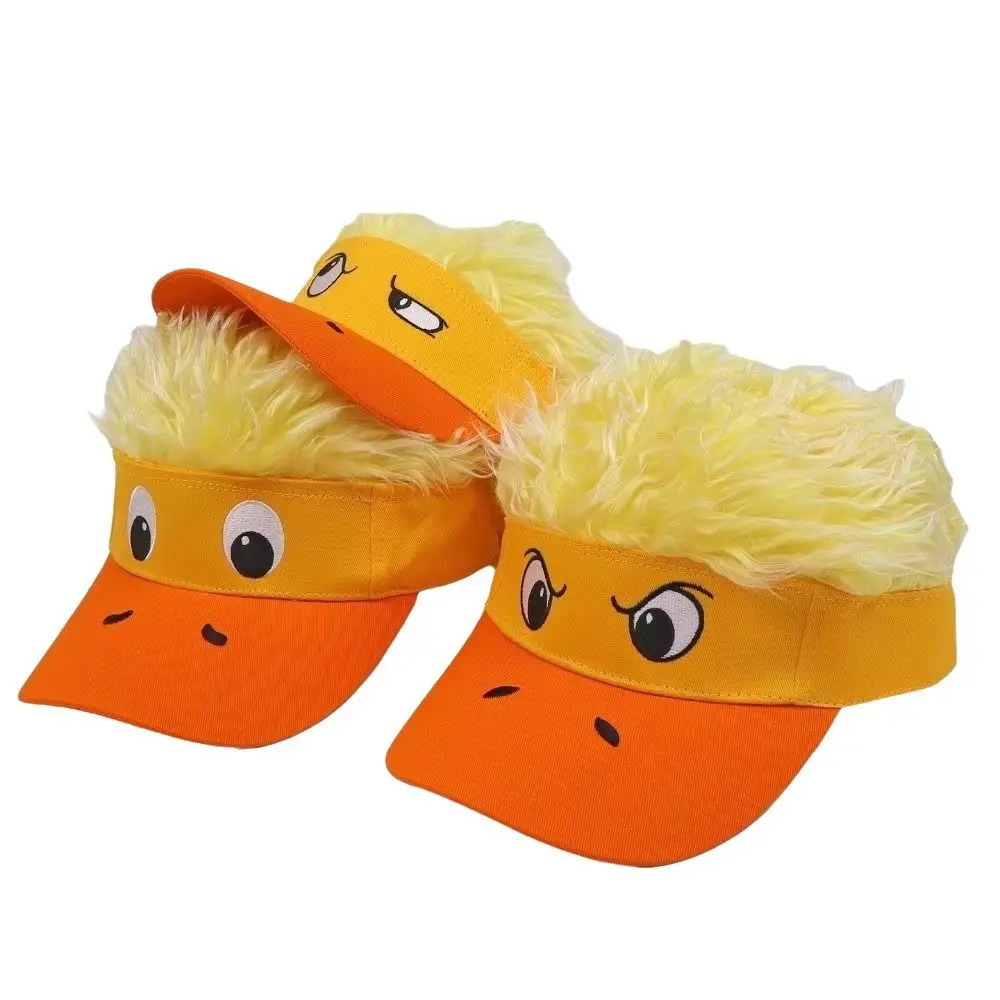 Gifts Faux Fur Novelty Wig Baseball Cap Adjustable Rainbow Pattern Sun Visor Hat Hip Hop Face Wig Hat