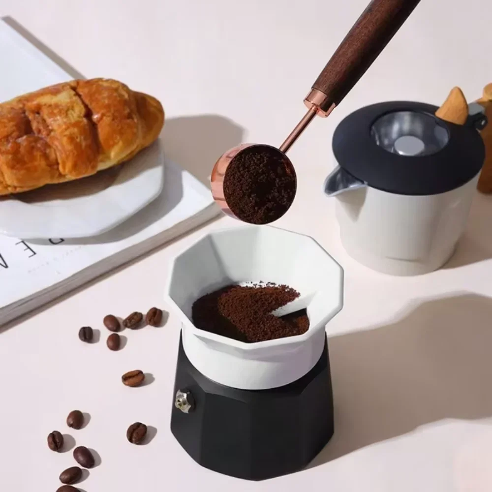 65mm Moka Pot Tamper Anti-spill 2/3 Cups Rotary Powder Dosing Ring ABS No Pressed Powder Coffee Powder Distributor Cafe