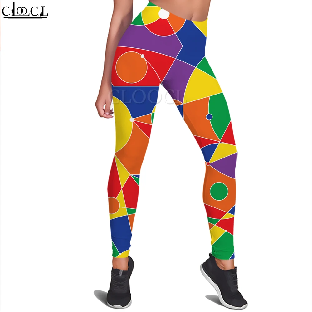 CLOOCL 3D-geprinte legging Sport Dames Fitness hardloopbroek Vrouwelijke hoge taille Stretch legging Onregelmatige kleurrijke yogabroek