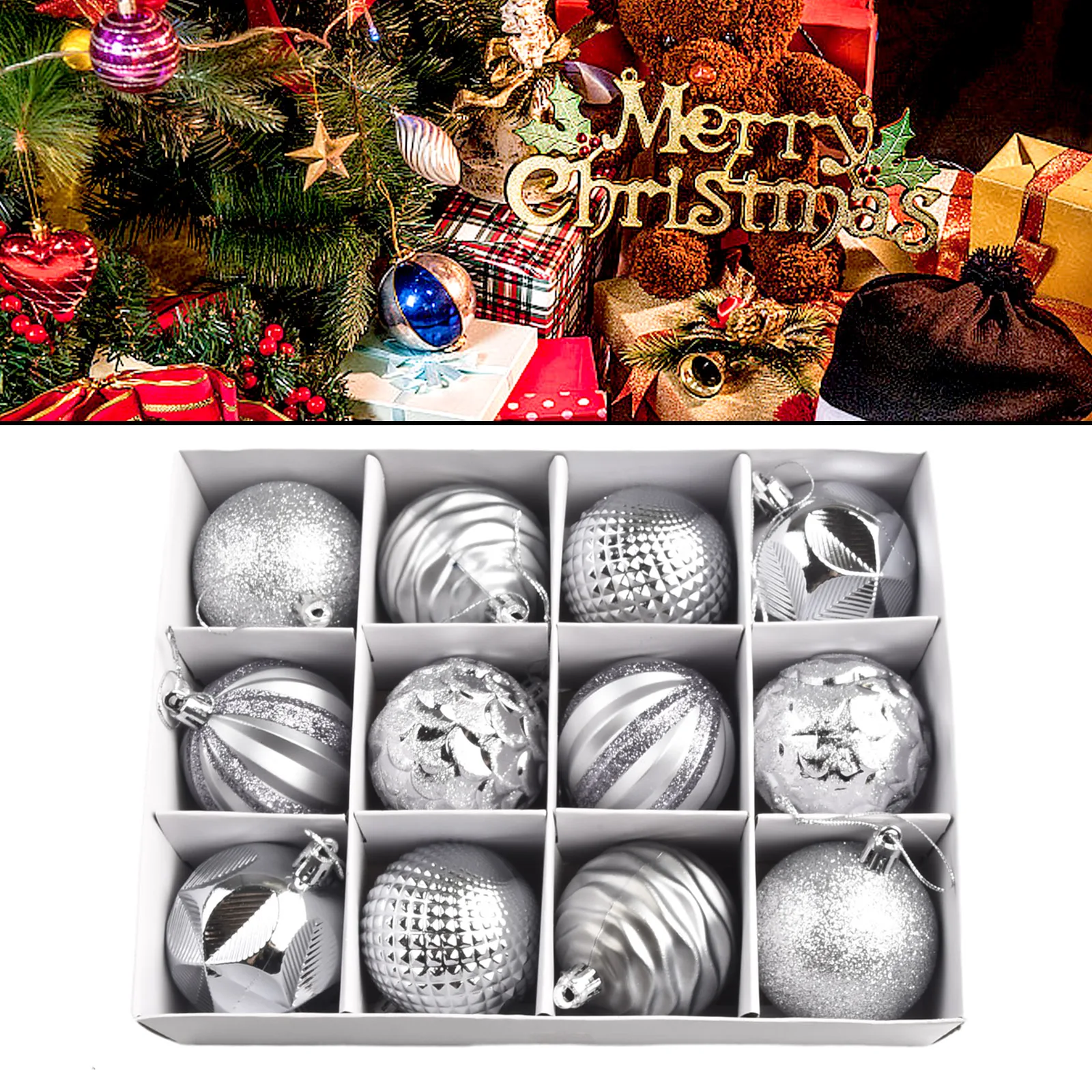 High-end restaurant Christmas balls Home Hotel Ornament PVC Tree 12Pcs/Set Decoration Hanging Mansion Seasonal