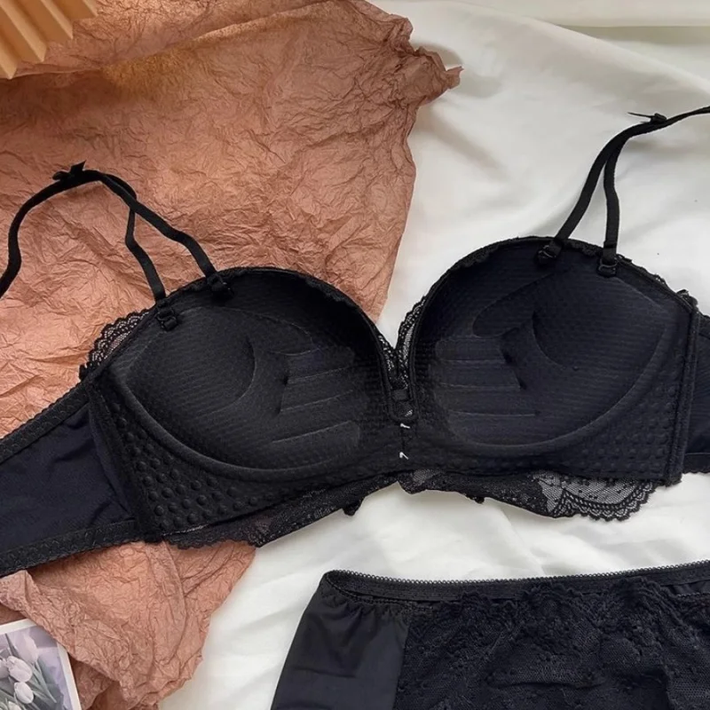 Push-up Gather Lace Bra Double U-shaped Soft Support Structure Push Up and Anti-Sagging Underwear image 6