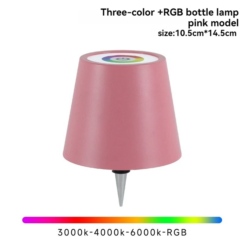 Rechargeable Bottle Lights RGB Modes & 3 Color Stepless Dimming Table Lamp Rechargeable Bottle Lights For Bars Pink