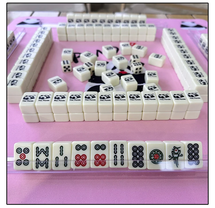 Mini Draagbare Reizen ivoor kleur Panda Mooie 26/30mm Thuis Hand Spelen Mahjong 144pcs reizen Grappige Familie tafel Bordspel MJ39