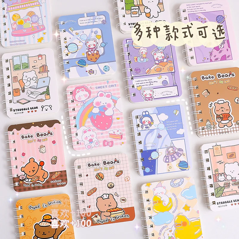 80 Sheets Cute Mini Loose-leaf Hand Book Student Portable Notebook Student Journal Ring Binder Kawaii School Stationery Supplies