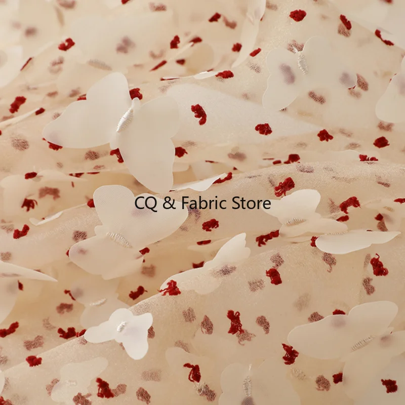 Fashionable Bubble Gauze Fabric With Polka Dot, Butterfly, Embroidered Mesh For Girls' Princess Dresses By The Yard