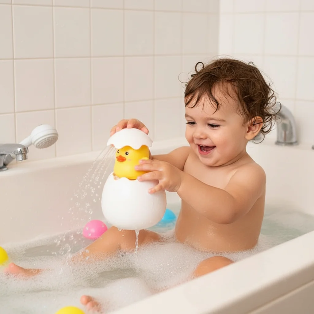 

Egg Bath Toys for Baby Spray Water Sprinkler Toy Shower Animal Cute Toddler Bathroom Playset Gift for Boys Girls Age 1 2 3
