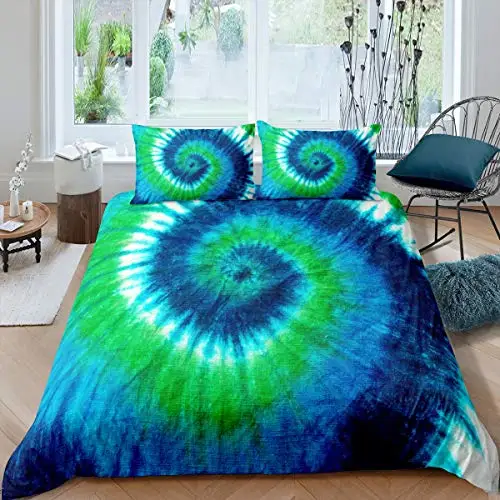 Tie Dye Bedding Set Boho Psychedelic Duvet Cover for Kids Children Teens Adult Hippie Tie Dye Comforter Cover Bohemian Gypsy