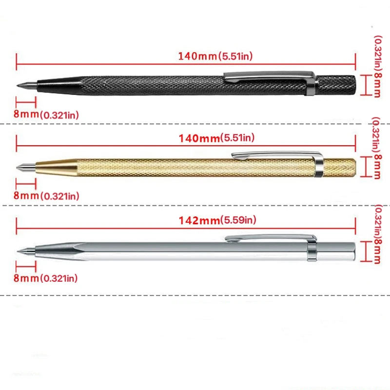 Alloy Scribe Pen Carbide Scriber Pen Metal Wood Glass Tile Cutting Marker Pencil Metalworking Woodworking Hand Tools