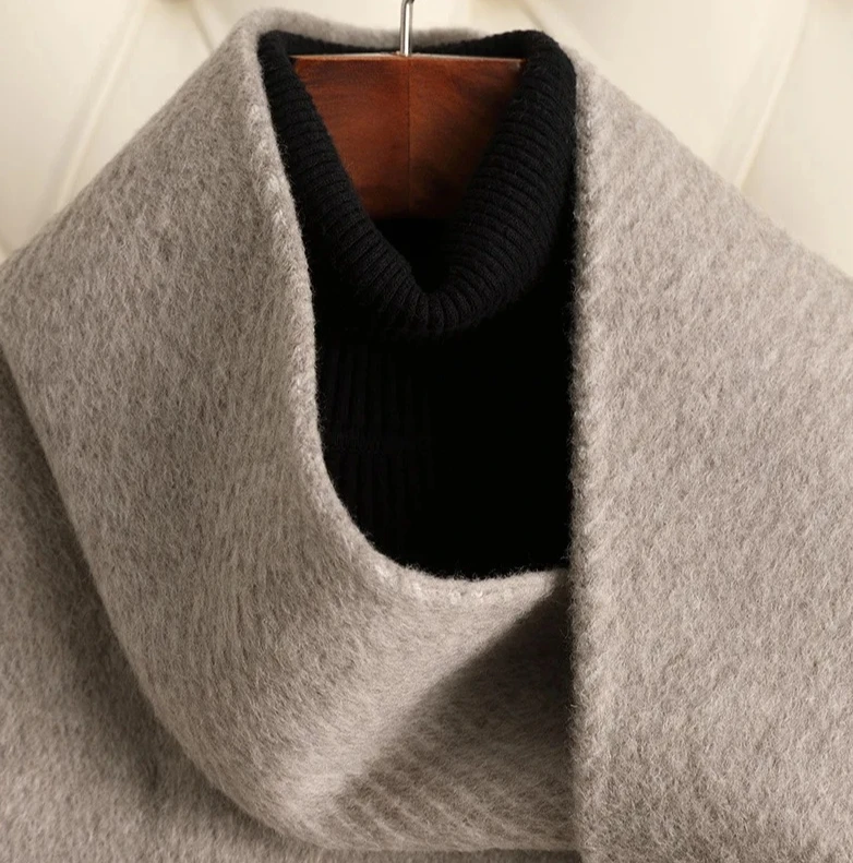 Cappotto di lana elegante da donna primaverile 2025, trench di media lunghezza a linea H con dettagli tascabili, capispalla alla moda di lusso